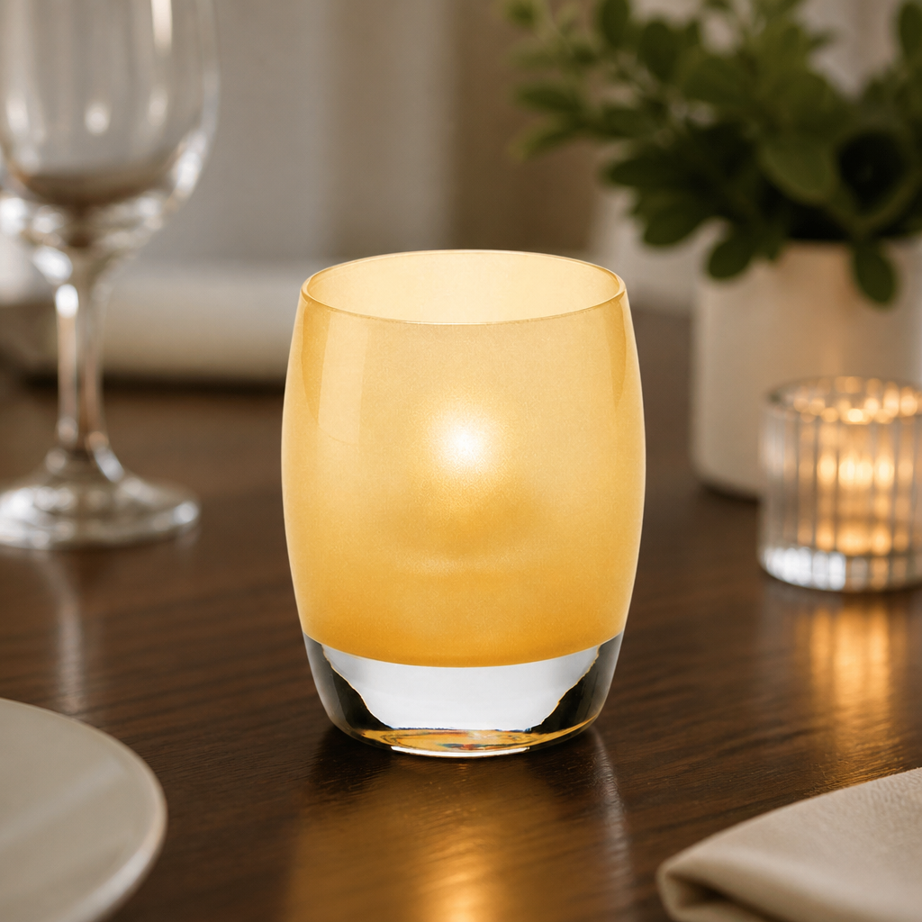 Commercial Satin Gold Glass Votives 95mm - 12 Pack