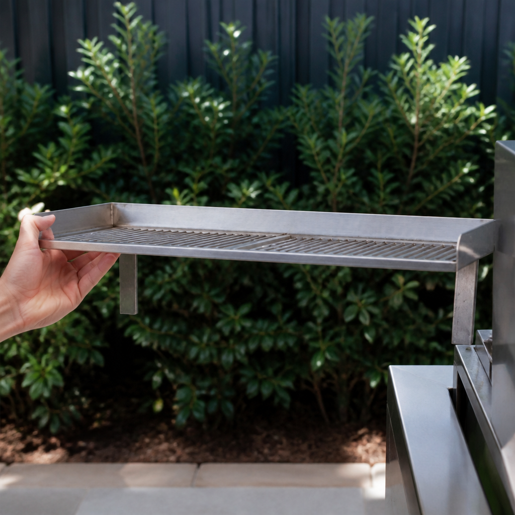 Commercial stainless steel resting shelf for grill