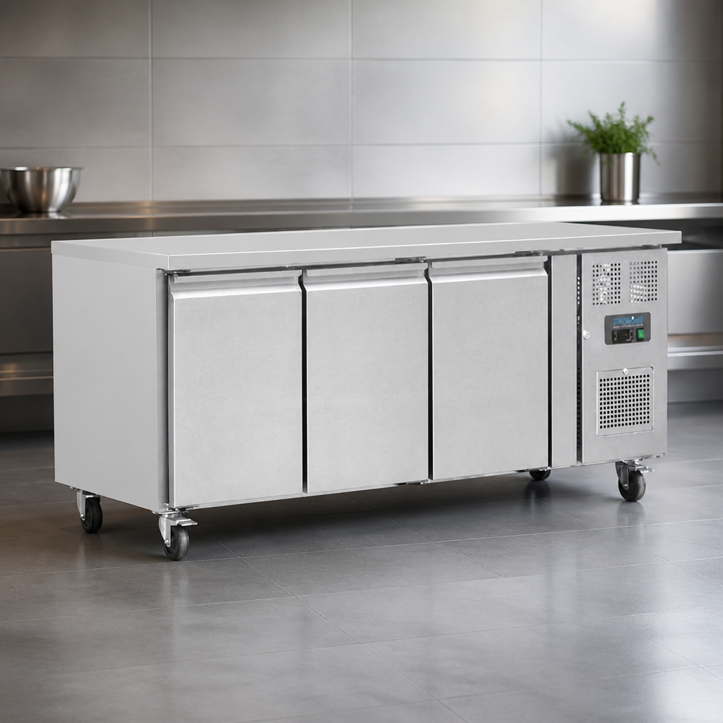 Commercial Triple Door Counter Fridge 417L Capacity