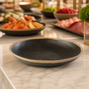 Commercial Brown Dessert Plate 205mm with Sand-Coloured Rim
