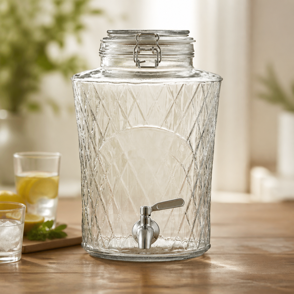 5L Commercial Glass Drinks Dispenser with Stainless Steel Tap