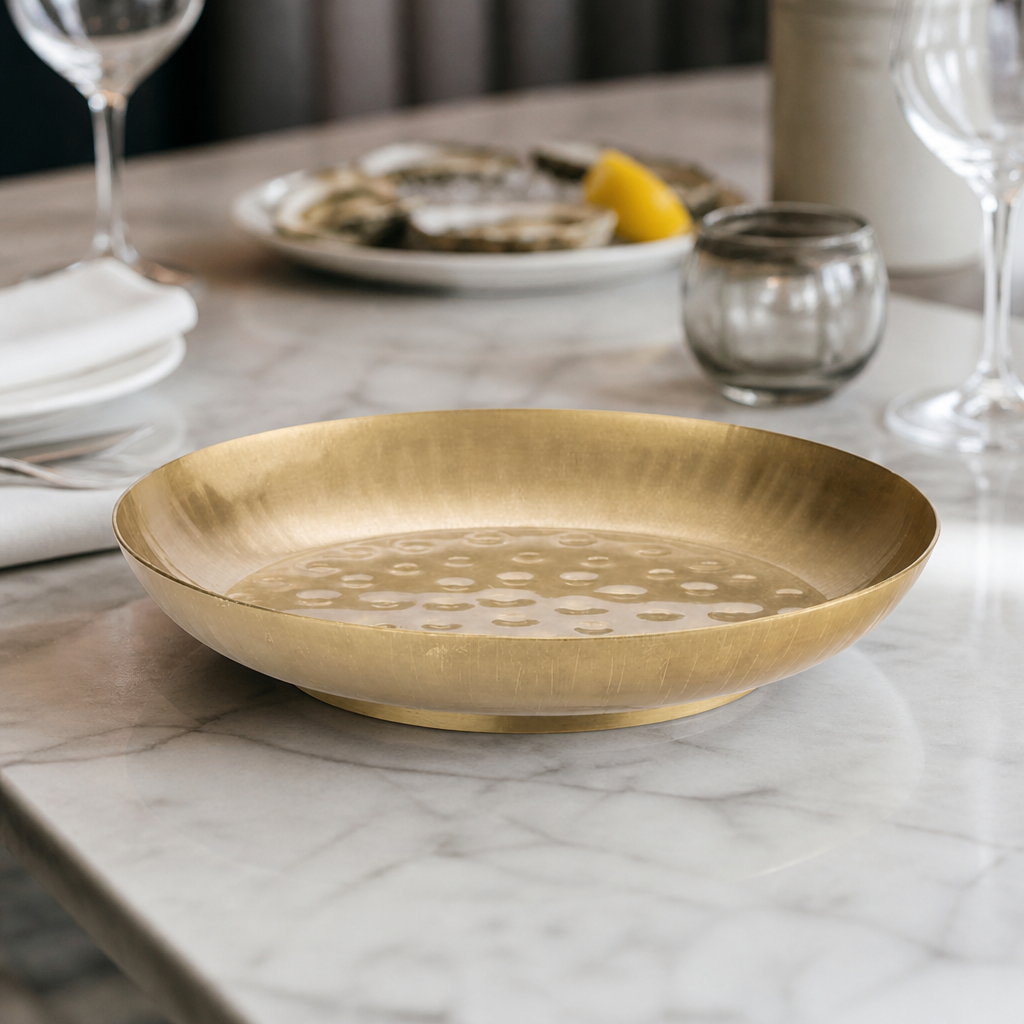 Commercial Seafood Serving Bowl 245mm Vintage Gold Finish