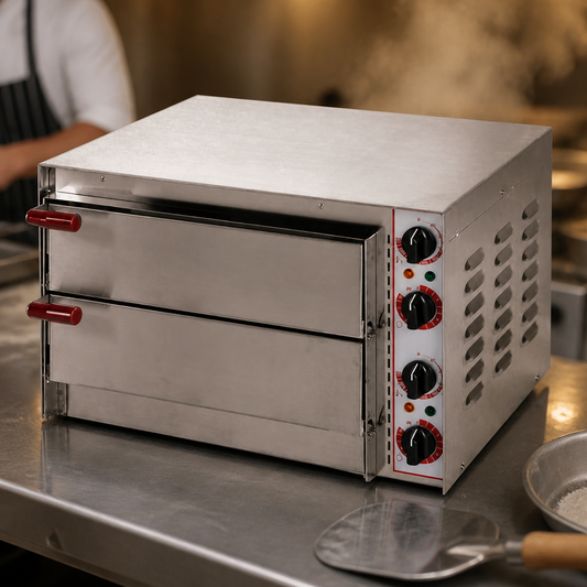 Double Deck Electric Pizza Oven with Refractory Stone Floor