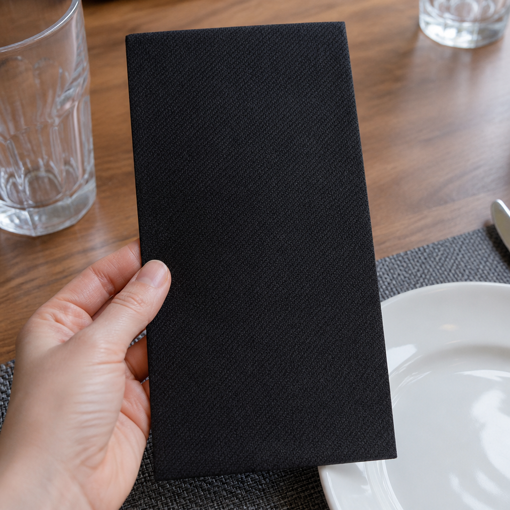 Commercial Recyclable Black Dinner Napkins 40x40cm 500 Pack