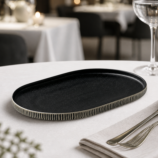 Commercial Stoneware Oval Plates 300x200mm - 6 Pack