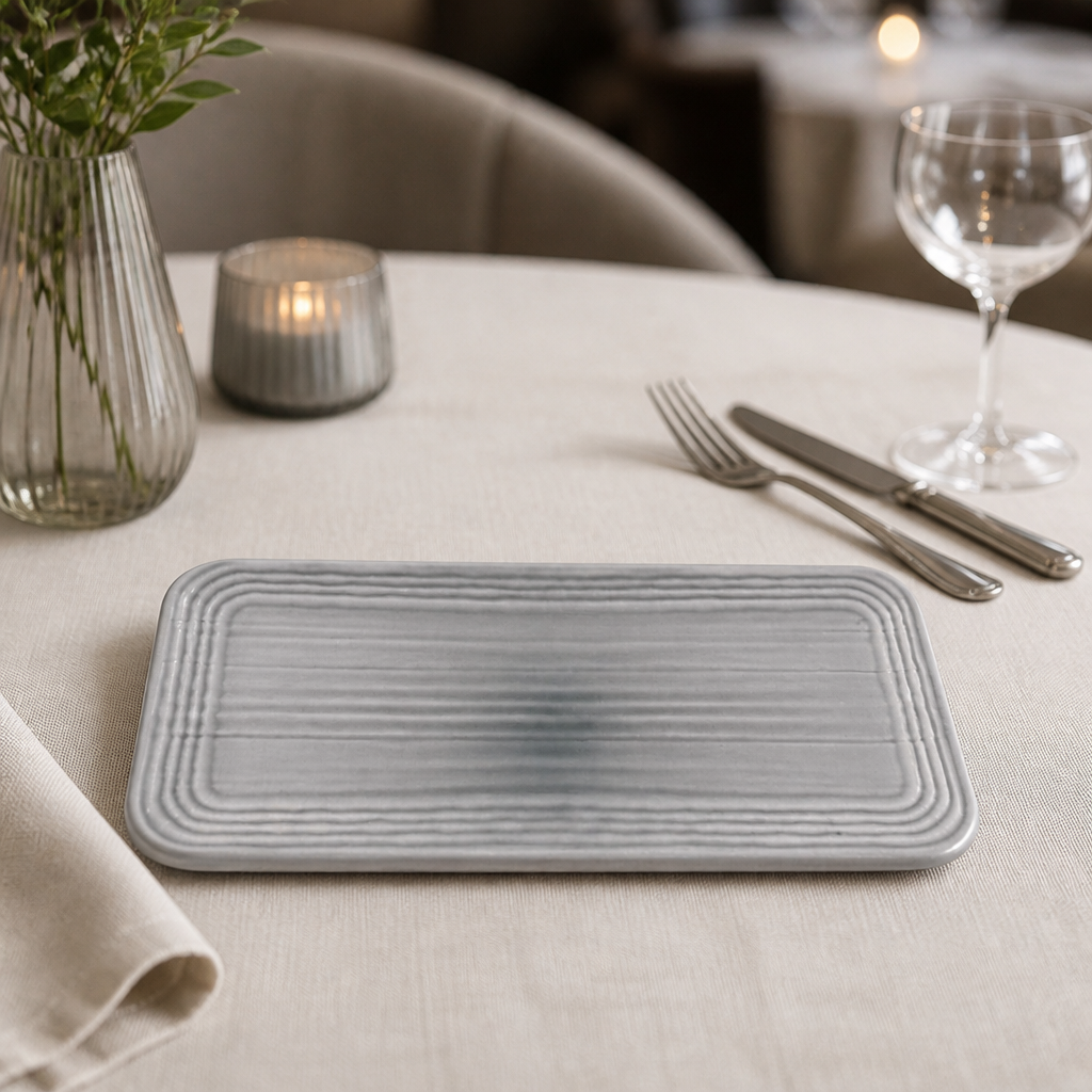 Commercial Organic Coupe Rectangular Platter 338x155mm 6 Pack