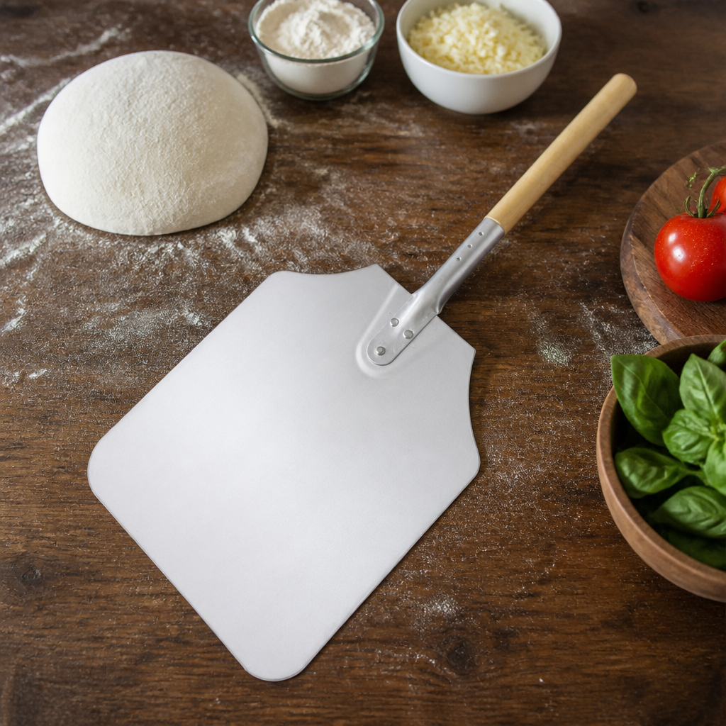 Commercial Aluminium Pizza Peel with Wood Handle 31x36cm