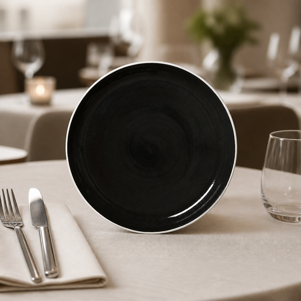Commercial Coupe Plates 254mm Black 12 Pack for Catering