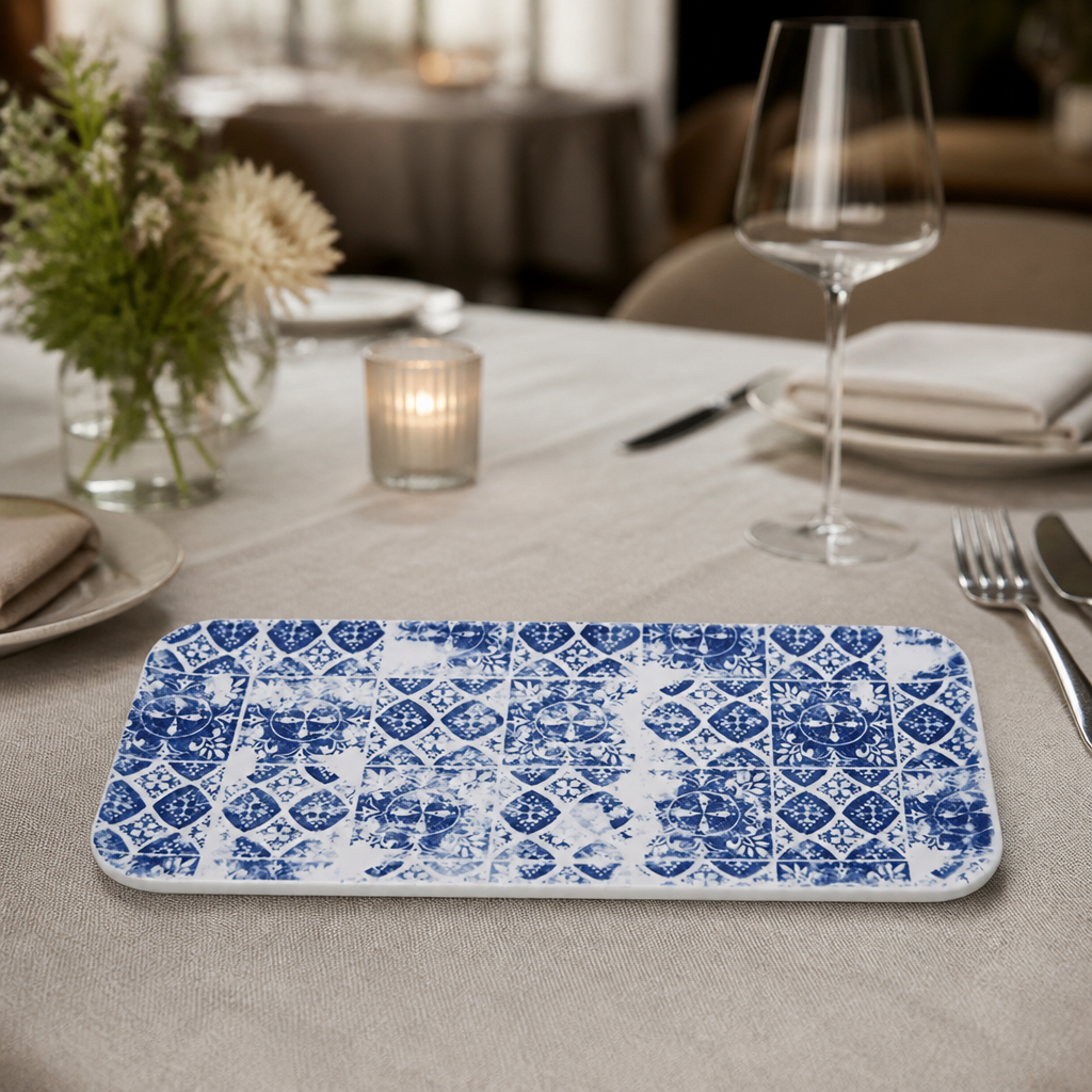 Commercial Rectangular Platters Porto Blue 215mm 6 Pack