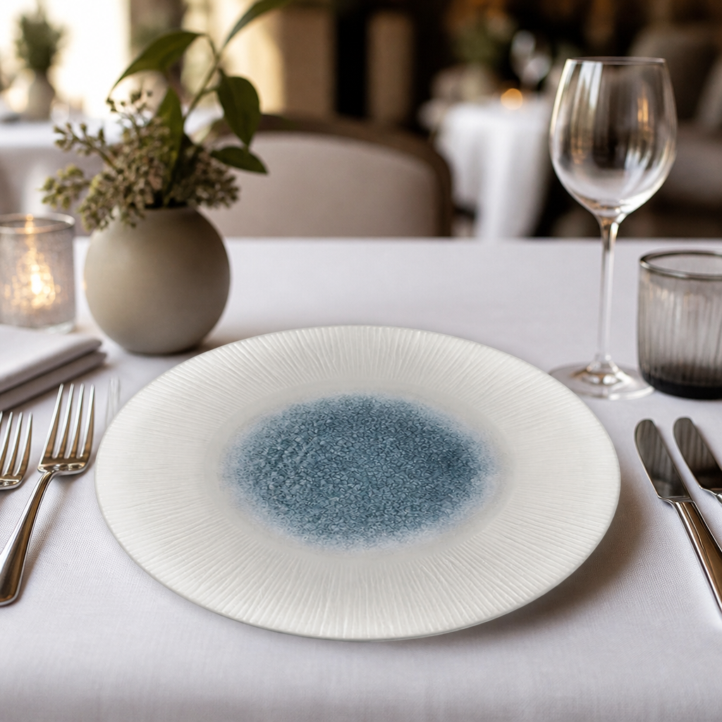 Commercial Bamboo Deep Coupe Plates 281mm Topaz Blue 12 Pack