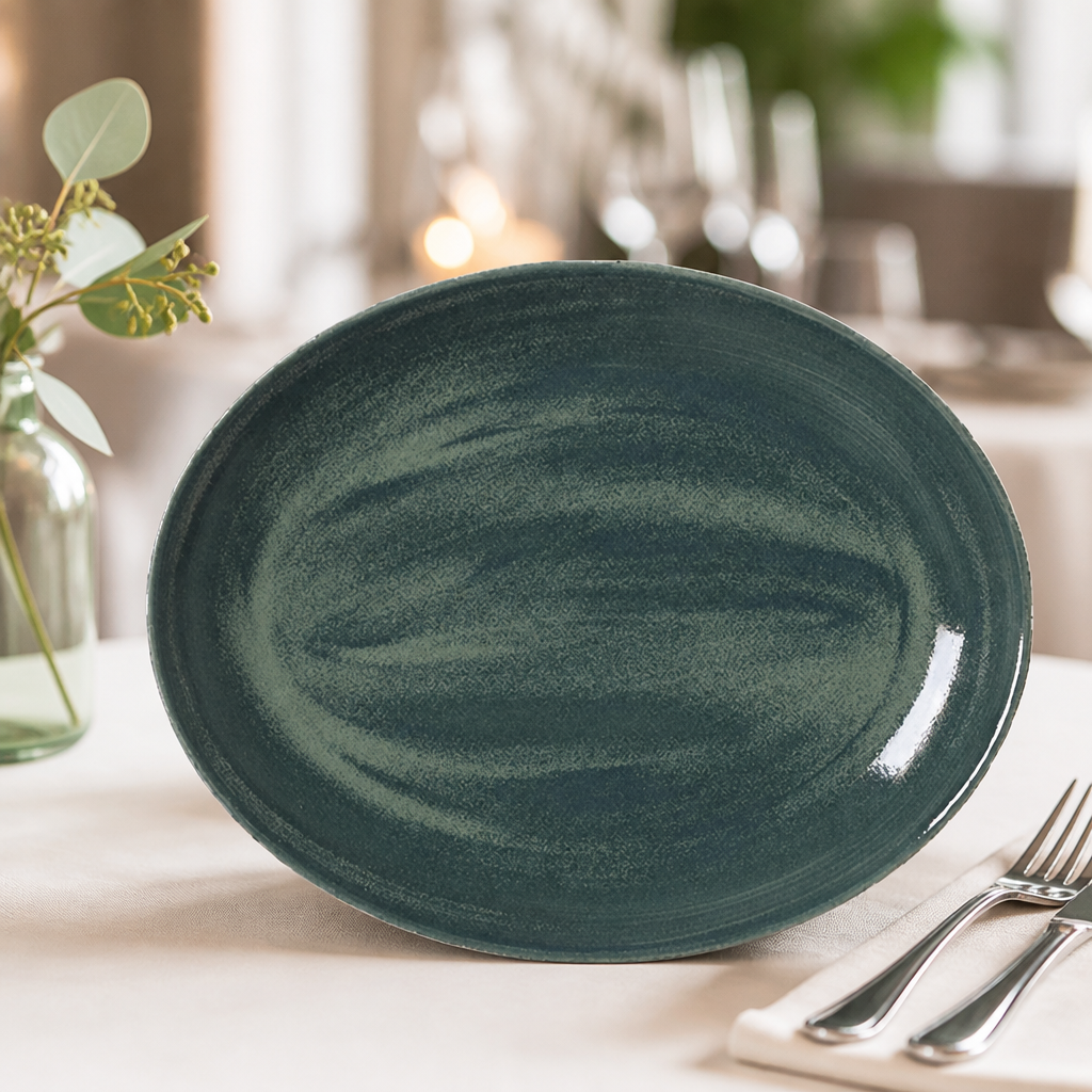 Commercial Jade Oval Coupe Plates 342mm - 12 Pack