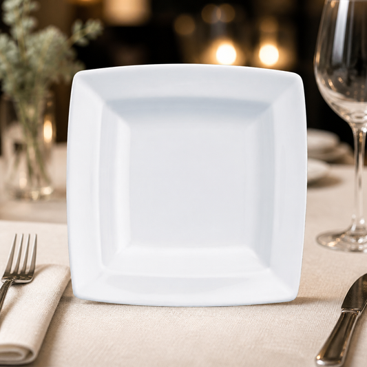Commercial Square Plates 180mm Porcelain 6 Pack