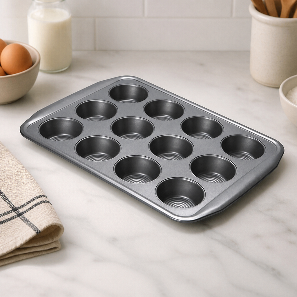 Commercial 12 Cup Muffin Tin Carbon Steel Baking Tray
