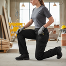 Premium Ladies Cargo Trousers with Reinforced Pockets, 65% Polyester & 35% Cotton, Stylish Black Design for Comfort and Durability