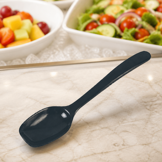 7-Inch Commercial Black Serving Spoon for cooking and serving