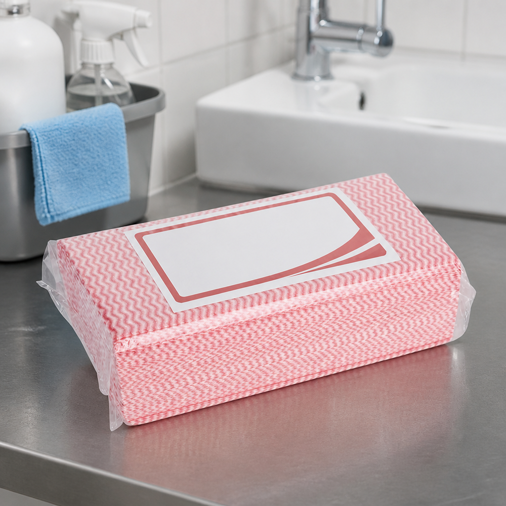 Commercial Washroom Cleaning Cloths Red 50 Pack Non-Woven