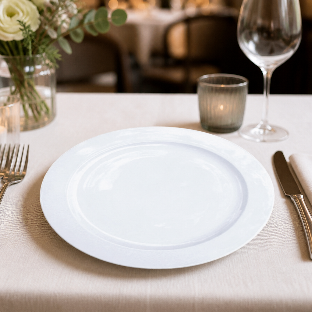 Commercial porcelain plates 230mm in a 12 pack
