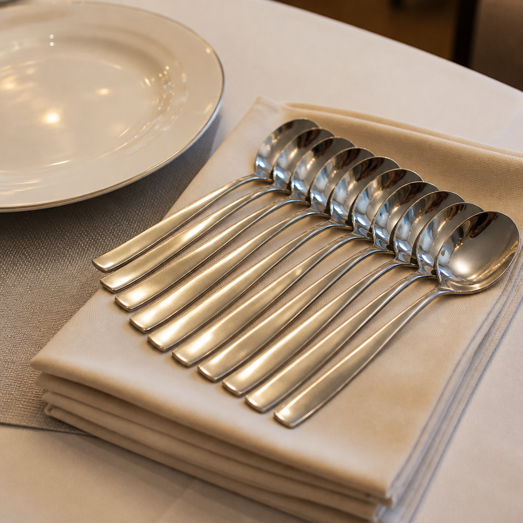 Commercial stainless steel soup spoons 12 pack 176mm