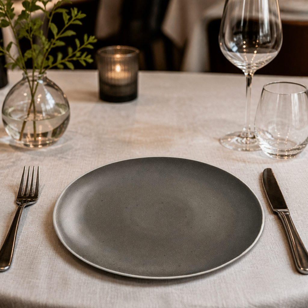 Commercial Chia Plates Charcoal 270mm - 6 Pack Porcelain