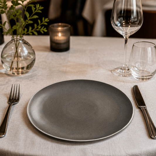 Commercial Chia Plates Charcoal 270mm - 6 Pack Porcelain
