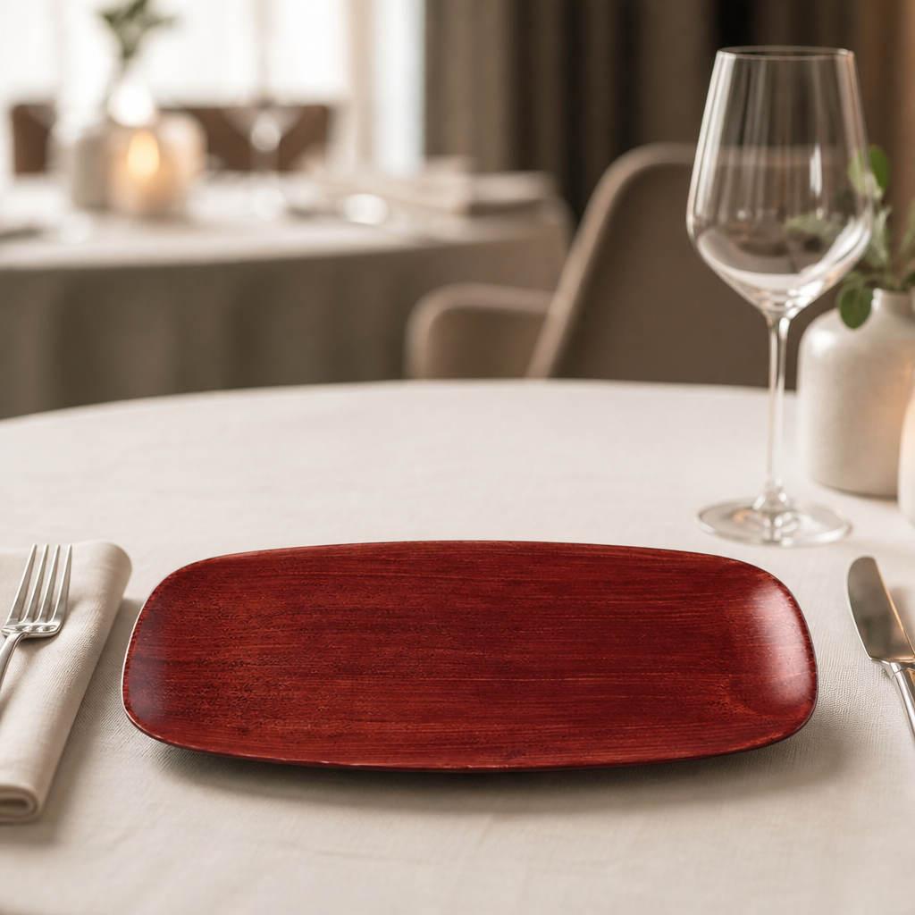 Commercial Oblong Plate Rust Red 287x152mm Super Vitrified Ceramic