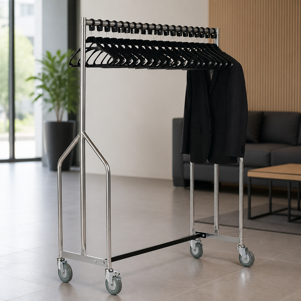 Heavy Duty Commercial Garment Rail With 20 Hangers 1670mm