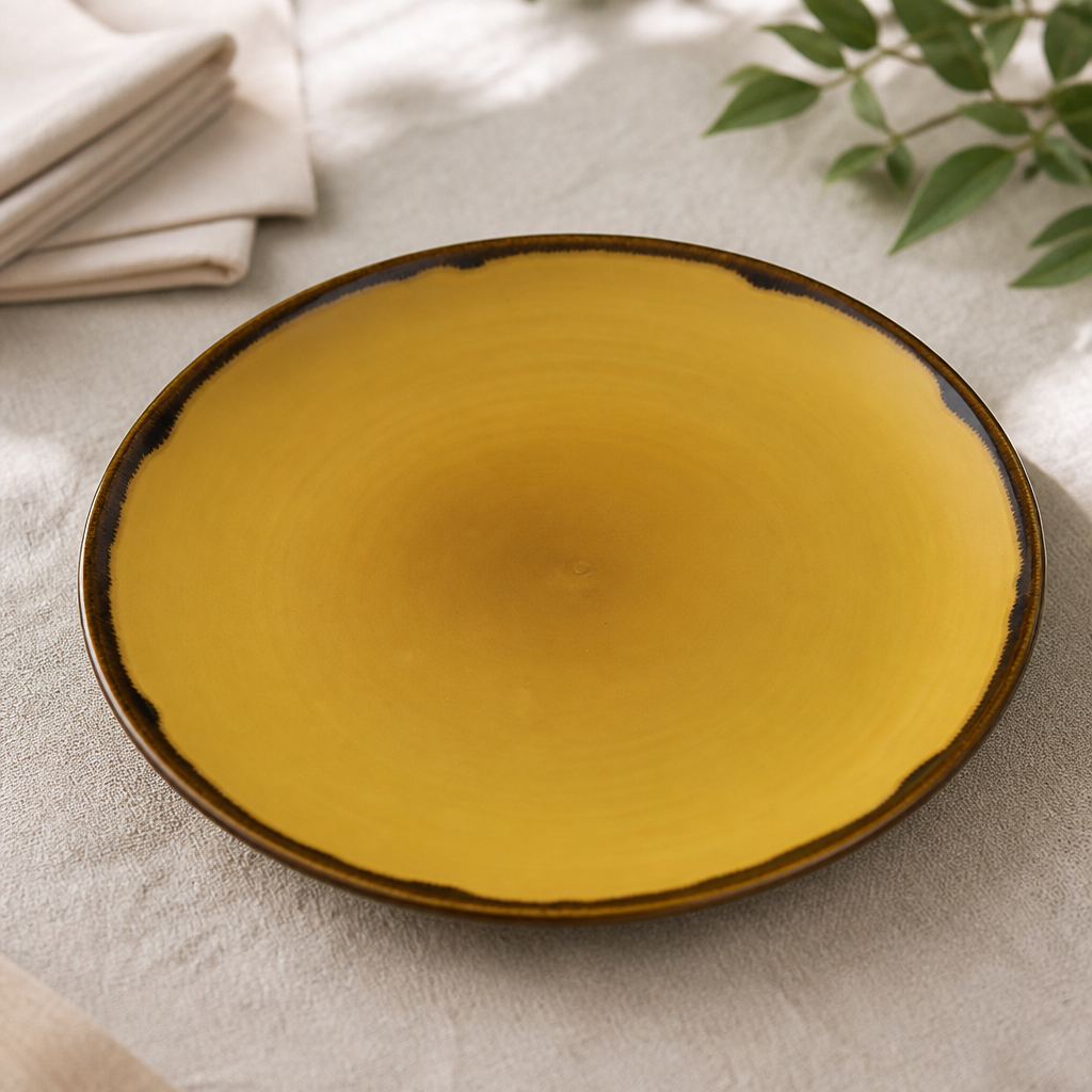 Commercial Mustard Coupe Plates 260mm Vitrified Porcelain 12 Pack