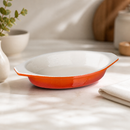 Commercial Oval Cast Iron Gratin Dish 650ml Orange