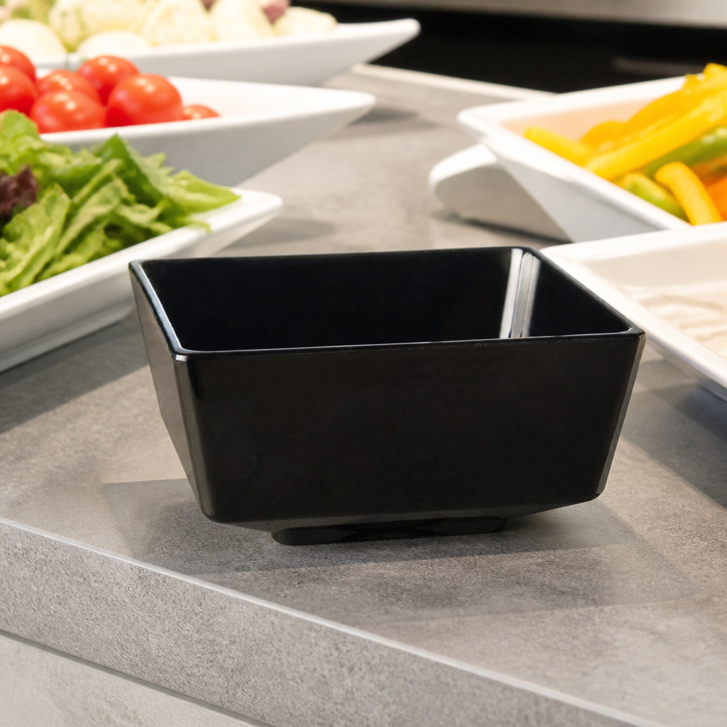Commercial Melamine Float Bowl 500ml Black 125x125mm