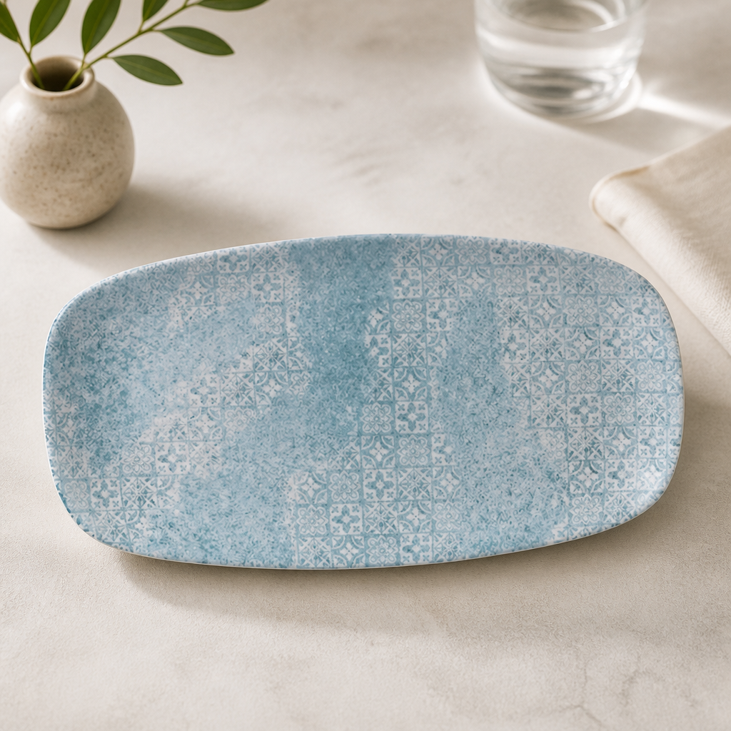 Commercial Oblong Plates Aquamarine 352x187mm - 6 Pack