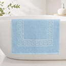 Non-Slip Blue Cotton Bath Mat 700gsm Grecian Key Design