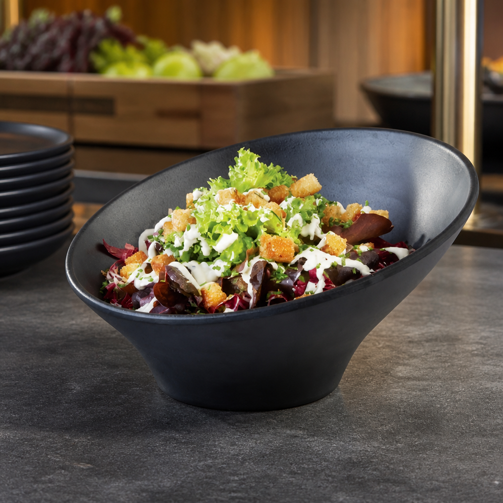 Commercial Melamine Round Sloped Bowl 800ml Black