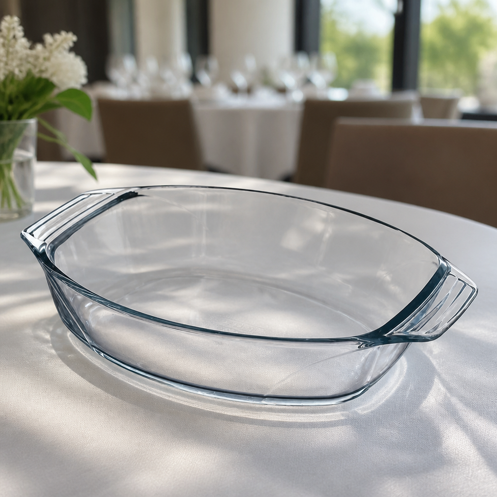 2Ltr Commercial Oval Glass Roasting Dish 300x210mm