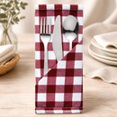 Commercial Gingham Polyester Napkins Red Check 10 Pack