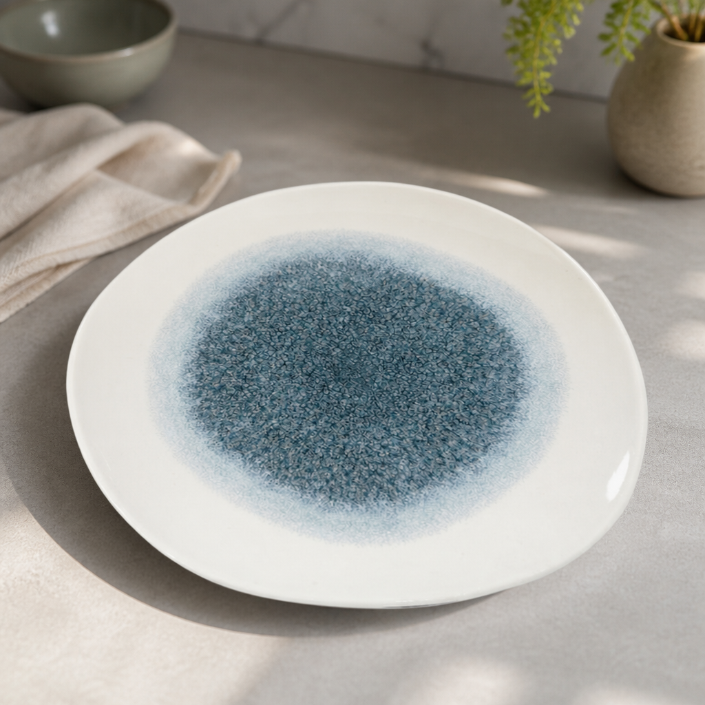 Commercial Round Trace Plates Topaz Blue 286mm 12 Pack