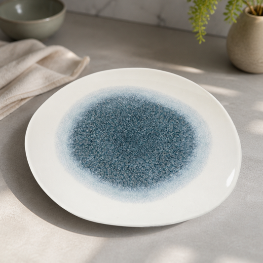 Commercial Round Trace Plates Topaz Blue 286mm 12 Pack