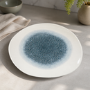 Commercial Raku Round Trace Plates Topaz Blue 286mm 12 Pack
