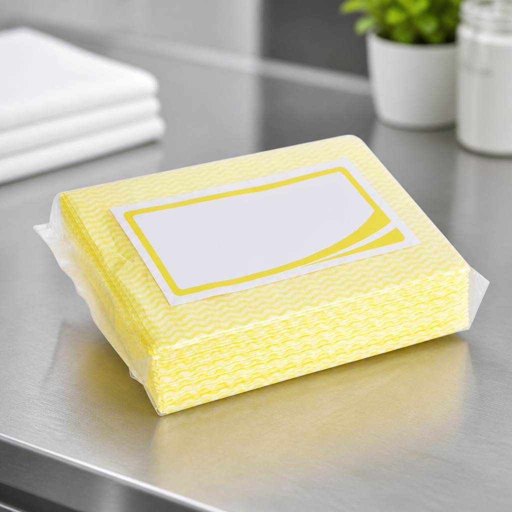 Commercial Heavy Duty Non-Woven Cleaning Cloths Yellow 25 Pack