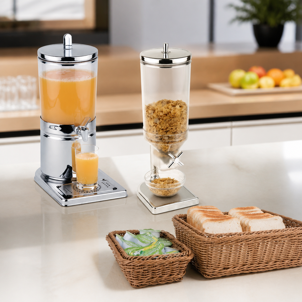 Commercial Breakfast Service Set with Cereal and Beverage Dispenser
