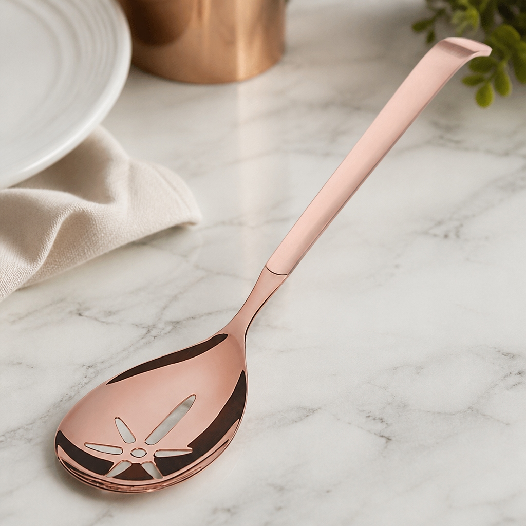 Commercial Slotted Serving Spoon Set of 6 Copper Finish