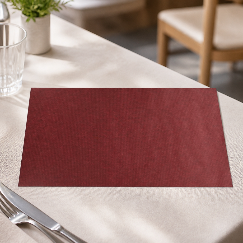 Kraft burgundy recycled paper tablemats 430x300mm 250 pack