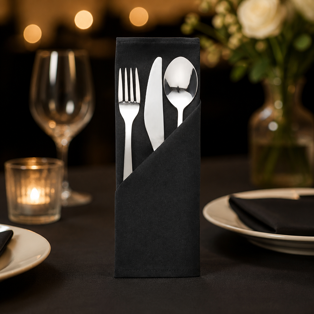 Commercial Polyester Napkins Black 10 Pack for Catering Events