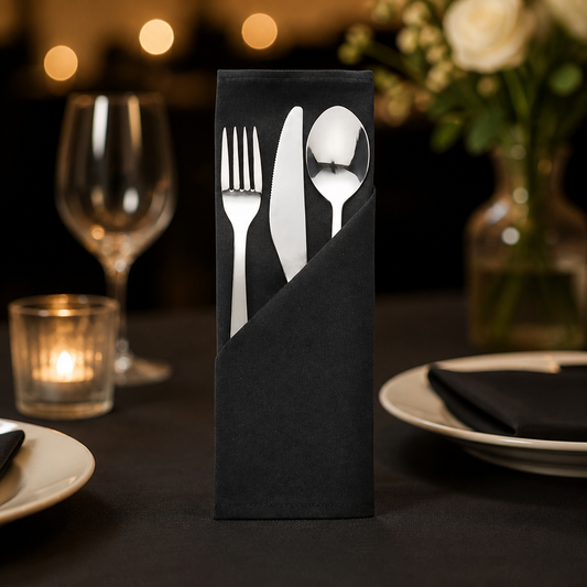 Commercial Polyester Napkins Black 10 Pack for Catering Events