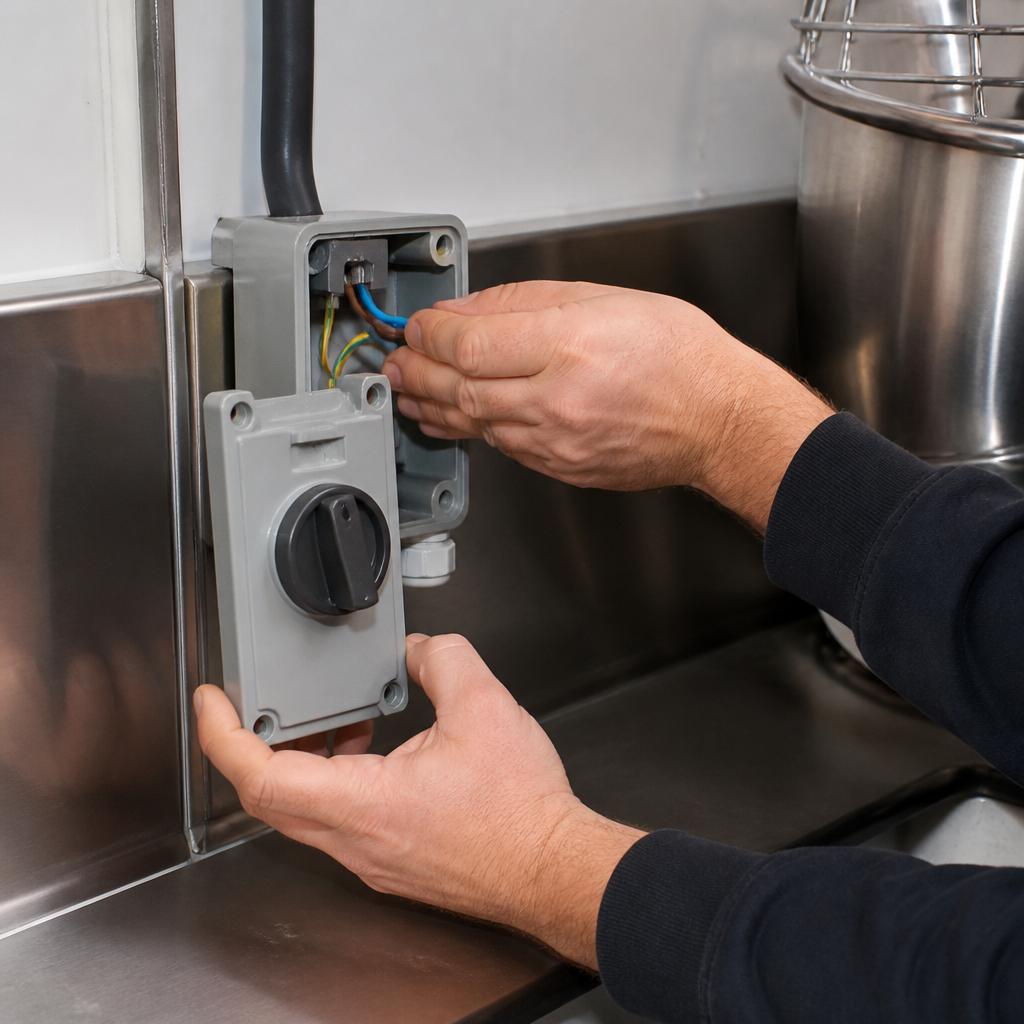 Commercial hardwired food preparation machine installation service
