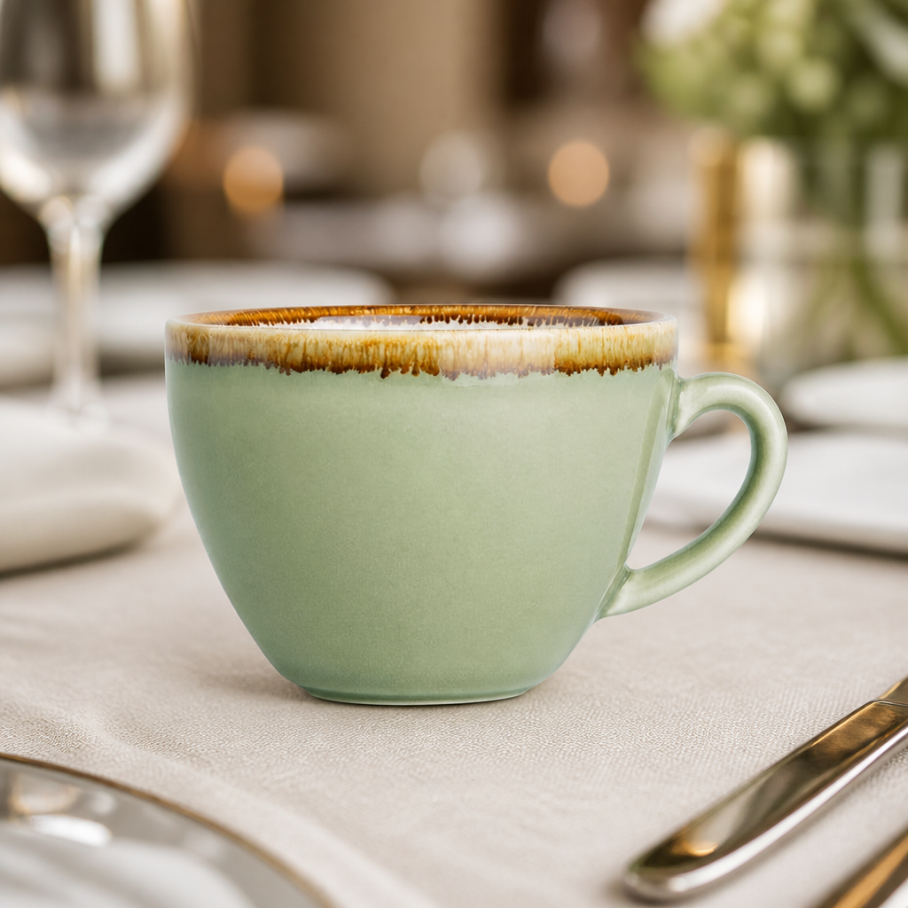 Commercial Cappuccino Cups 230ml Porcelain Moss 6 Pack