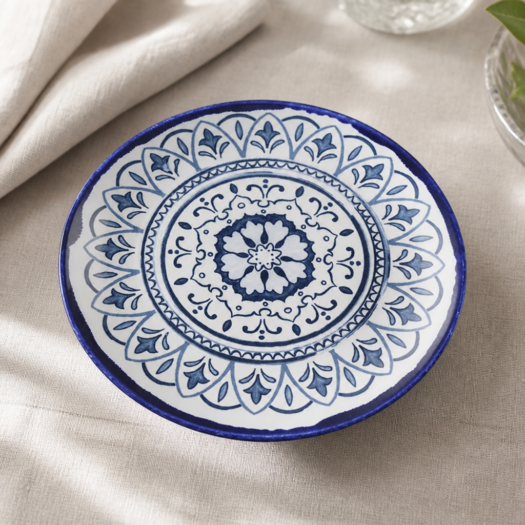 Commercial Coupe Plates 165mm Moresque Style Blue 12 Pack
