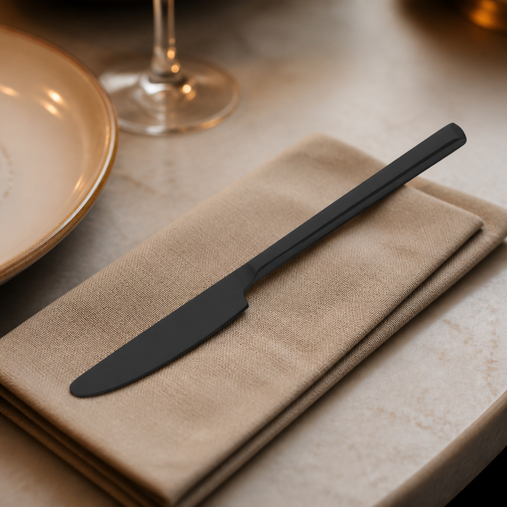 Commercial Black Dessert Knives 12 Pack Stainless Steel Set