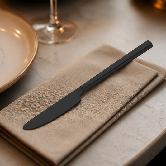 Commercial Black Dessert Knives 12 Pack Stainless Steel Set