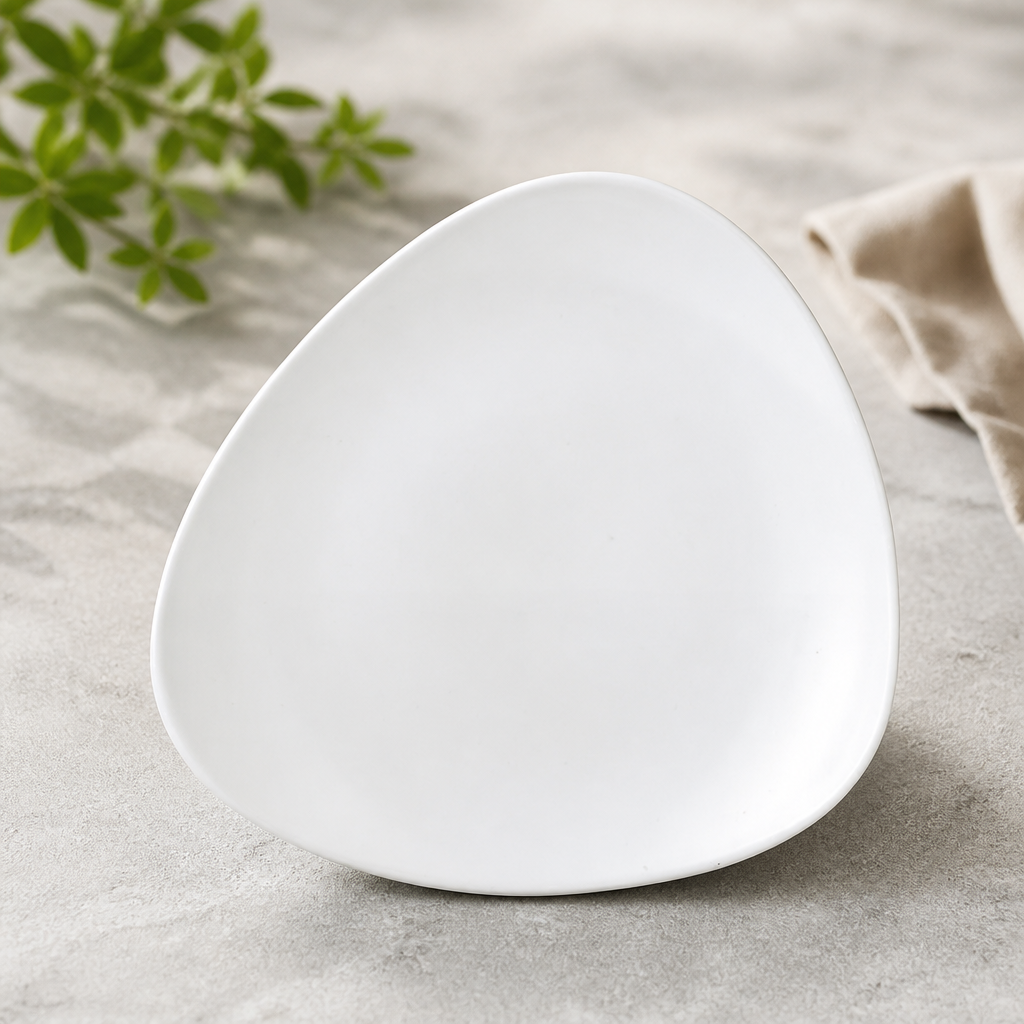 Commercial Vellum Triangle Plates 192mm Durable Ceramic 12 Pack