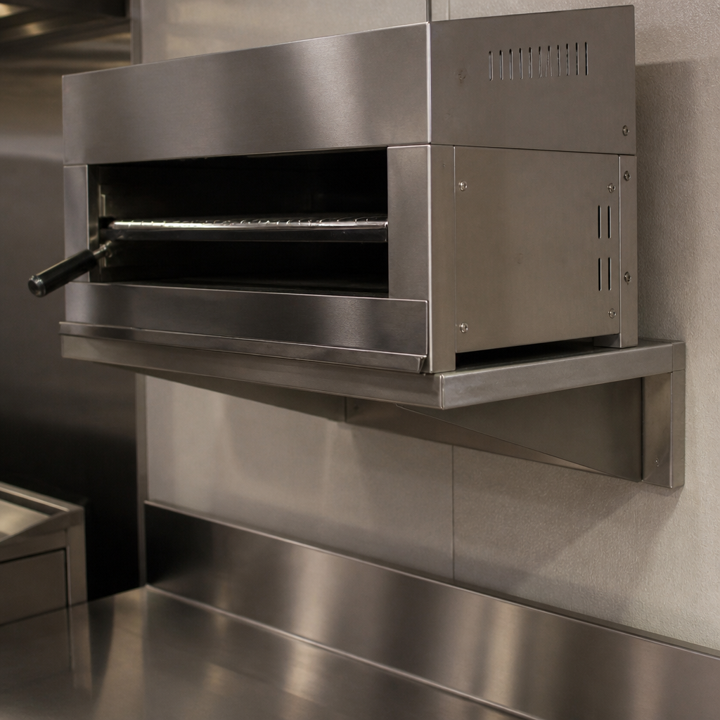 Commercial Wall Bracket for Salamander Grill in stainless steel